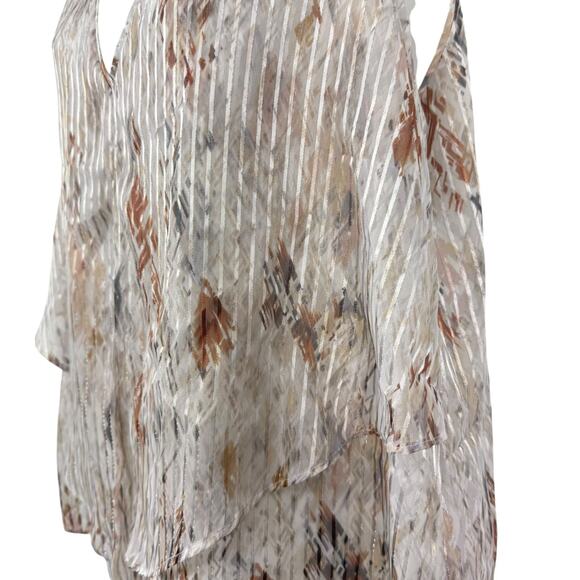 White House Black Market Metallic Floral Pinstriped Sleeveless Top Blouse sz L - Picture 9 of 16